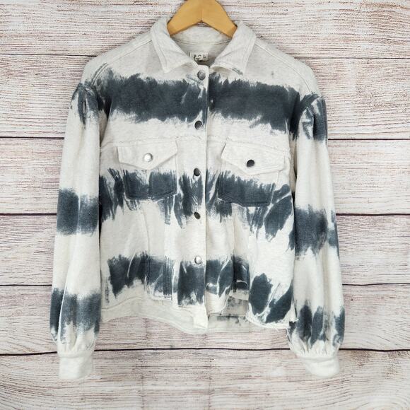 Pol Jacket Womens Small French Terry Tie Dyed Button Down Oversized Y2K Grunge - Picture 2 of 10